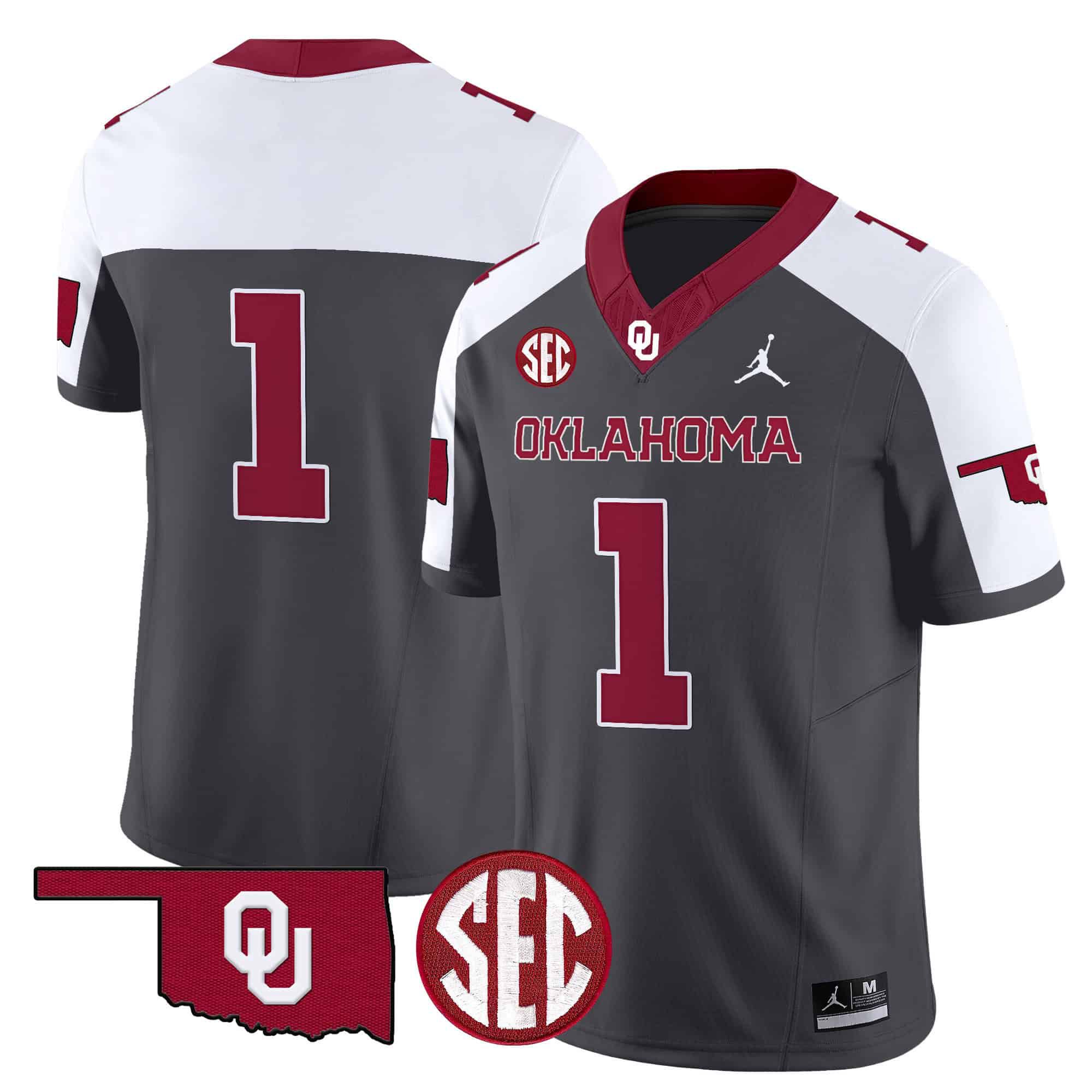 Men Oklahoma Sooners 1 No Name Black 2024 Vapor Limited NCAA Jersey